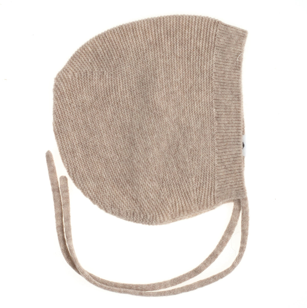 Knitted Wool Baby Bow Hat - Merino Wool - Cobble