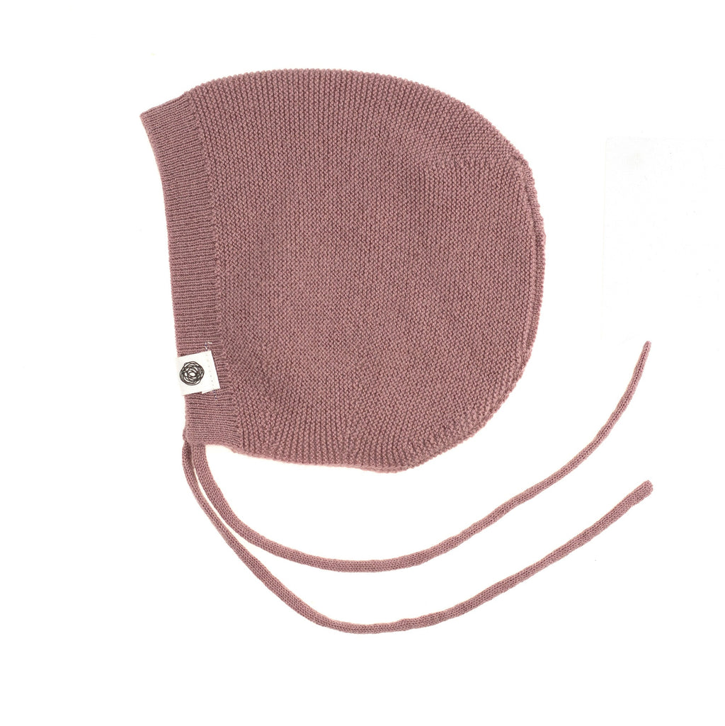 Knitted Wool Baby Bow Hat - Merino Wool - Haze