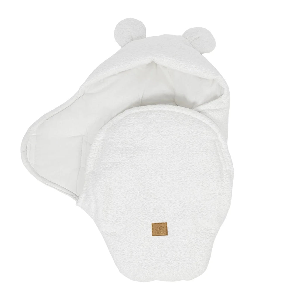 Baby Swaddle with Cotton Lining & Boucle Exterior (White) - Tiny Tugz™