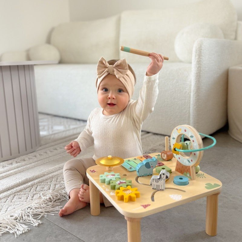 Baby & Toddlers Wooden Sensory & Motor Skills Activity Table - Tiny Tugz™