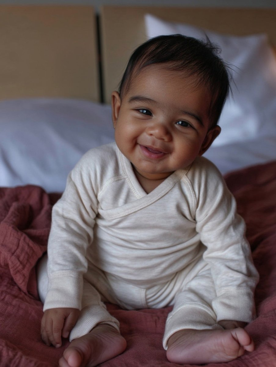 Baby Wool Wrap Sweater - Merino Wool - Natural - Tiny Tugz™