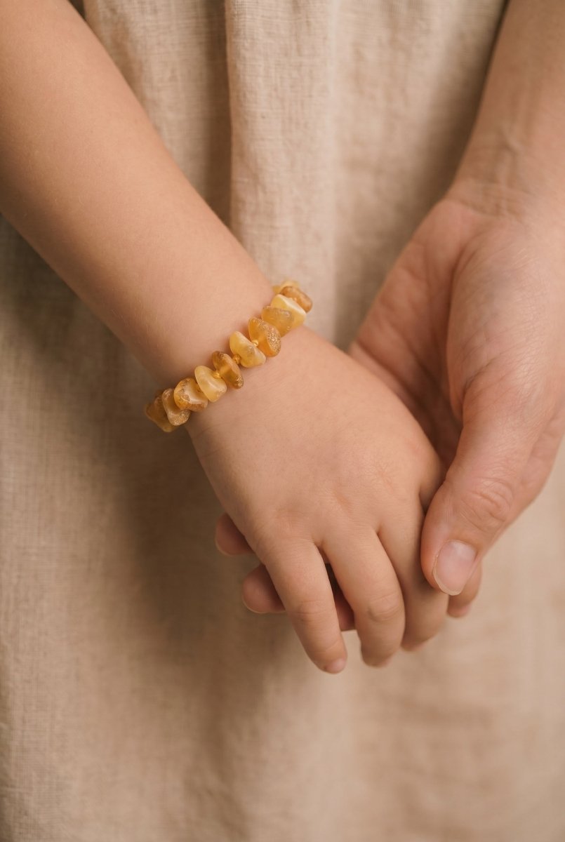 Baby/Child - Amber Bracelet - Chips, Raw Beads - 14cm - Butter - Tiny Tugz™