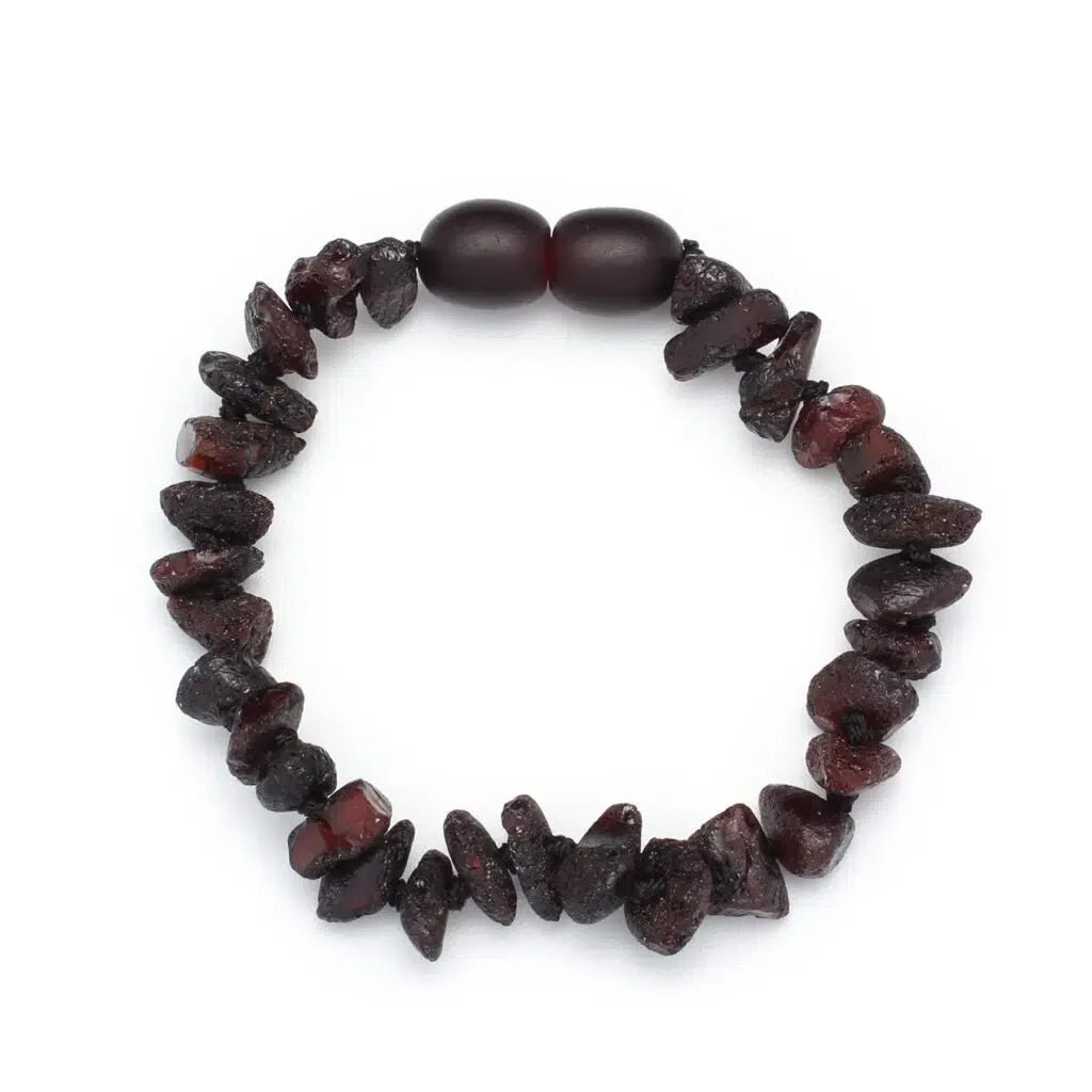 Baby/Child - Amber Bracelet - Chips, Raw Beads - 14cm - Cherry - Tiny Tugz™