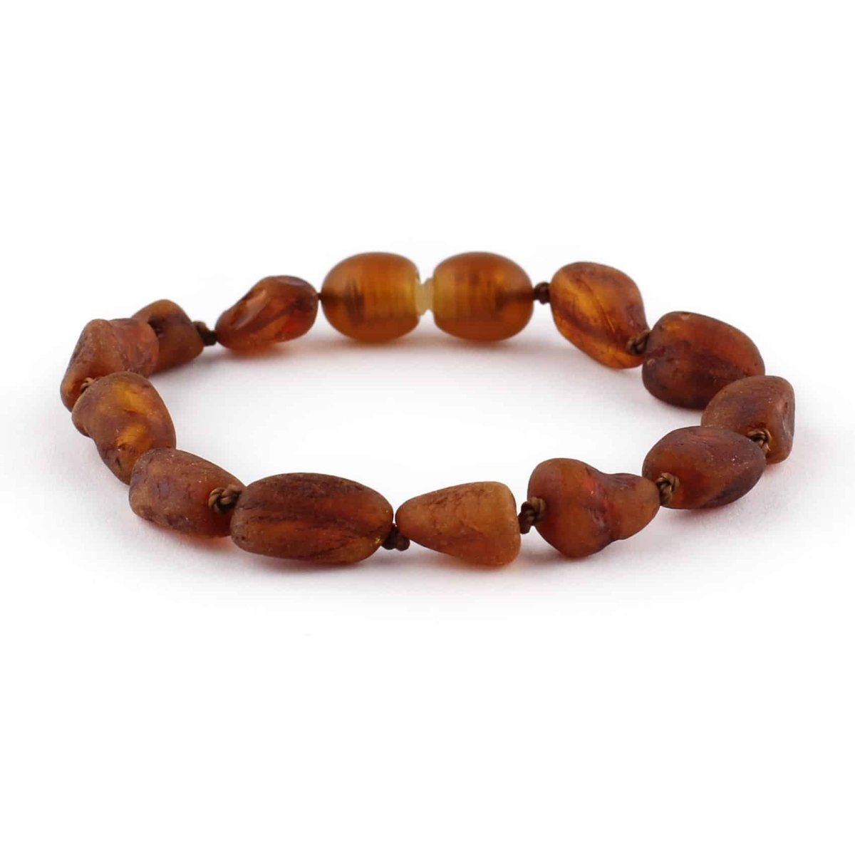 Baby/Child - Amber Bracelet - Oval Raw Beads - Cognac - 14cm - Tiny Tugz™