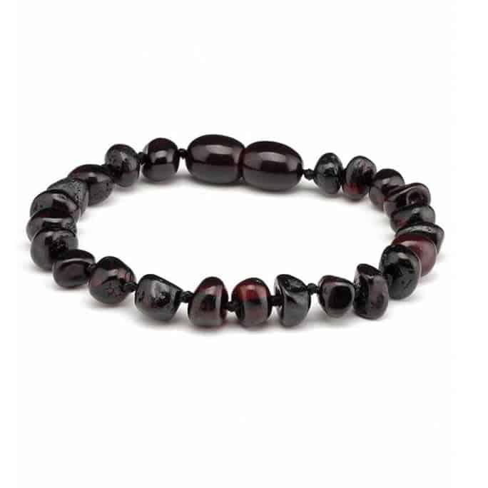 Baby/Child - Amber Bracelet - Round Beads - Polished - 14cm - Cherry - Tiny Tugz™