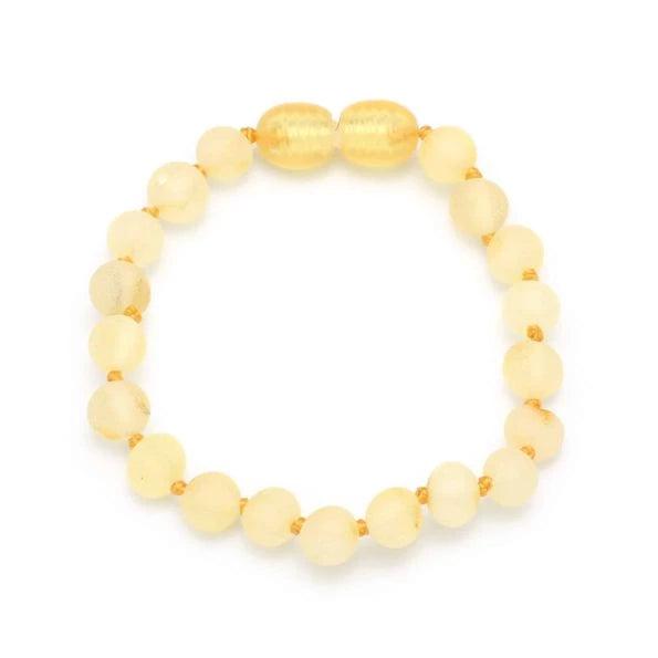 Baby/Child - Amber Bracelet - Round Raw Beads - 14cm - Lemon - Tiny Tugz™