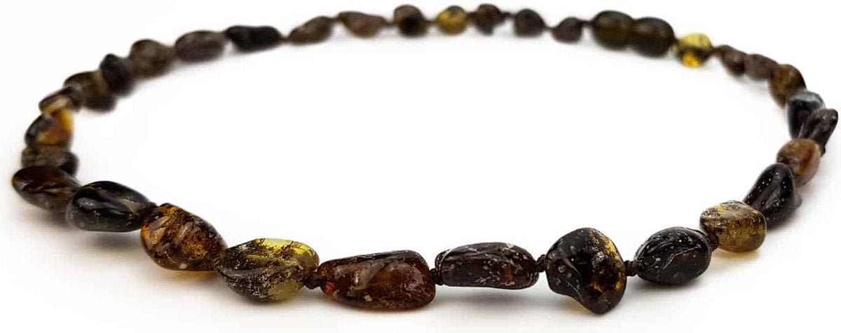 Baby/Child - Amber Necklace - Green Oval Beads - 33cm - Tiny Tugz™