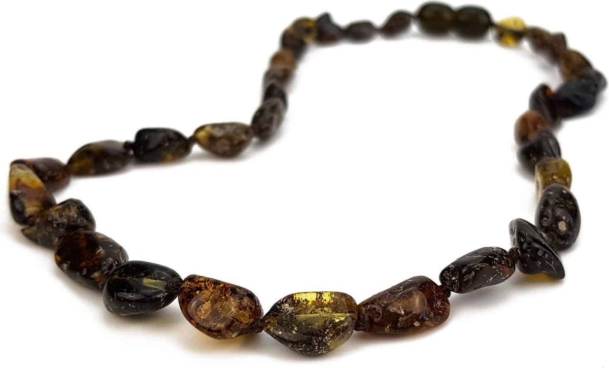 Baby/Child - Amber Necklace - Green Oval Beads - 33cm - Tiny Tugz™