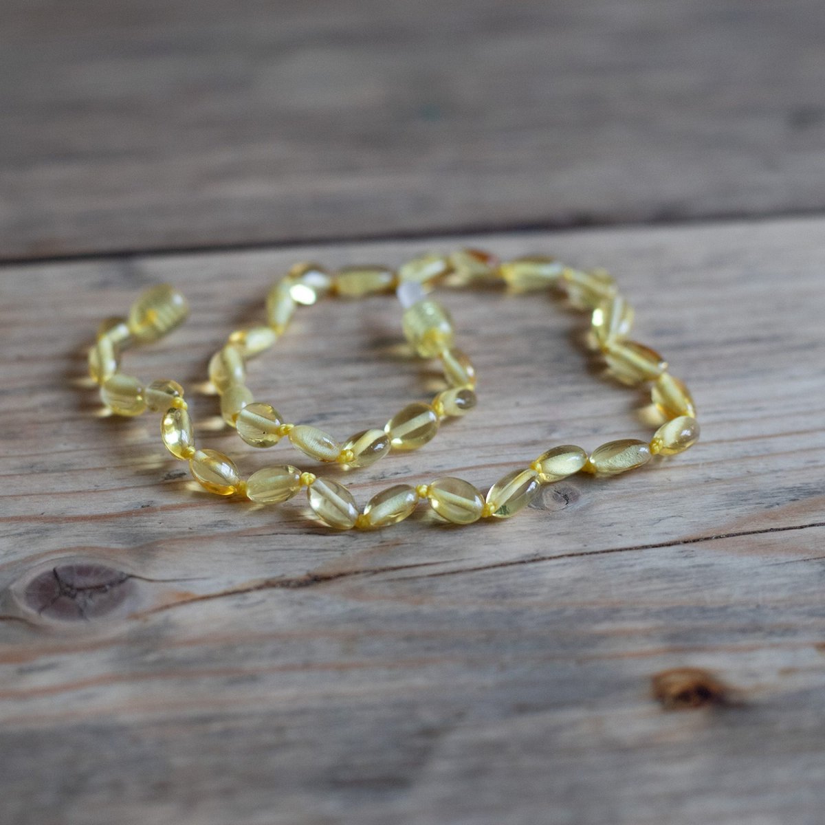 Baby/Child - Amber Necklace - Lemon - Oval Polished Beads - 33cm - Tiny Tugz™