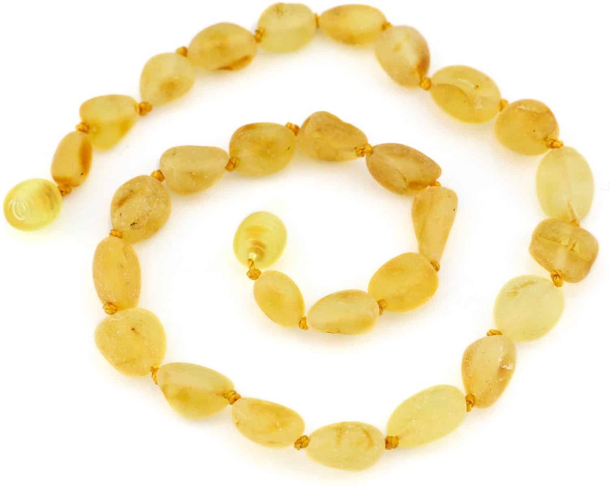 Baby/Child - Amber Necklace - Lemon - Oval Raw Beads - 33cm - Tiny Tugz™