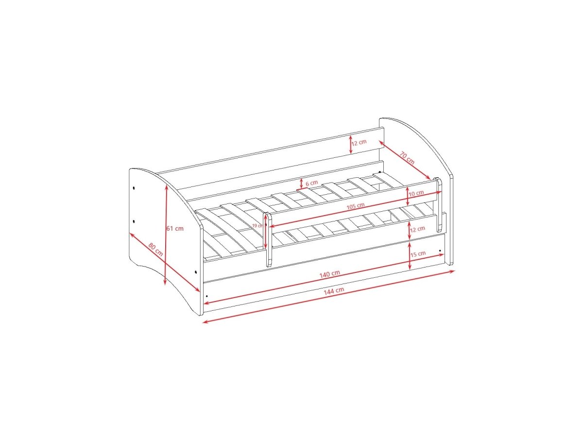 Babydreams Kids' Bed with Guardrail & Drawer - Raccoon - Tiny Tugz™