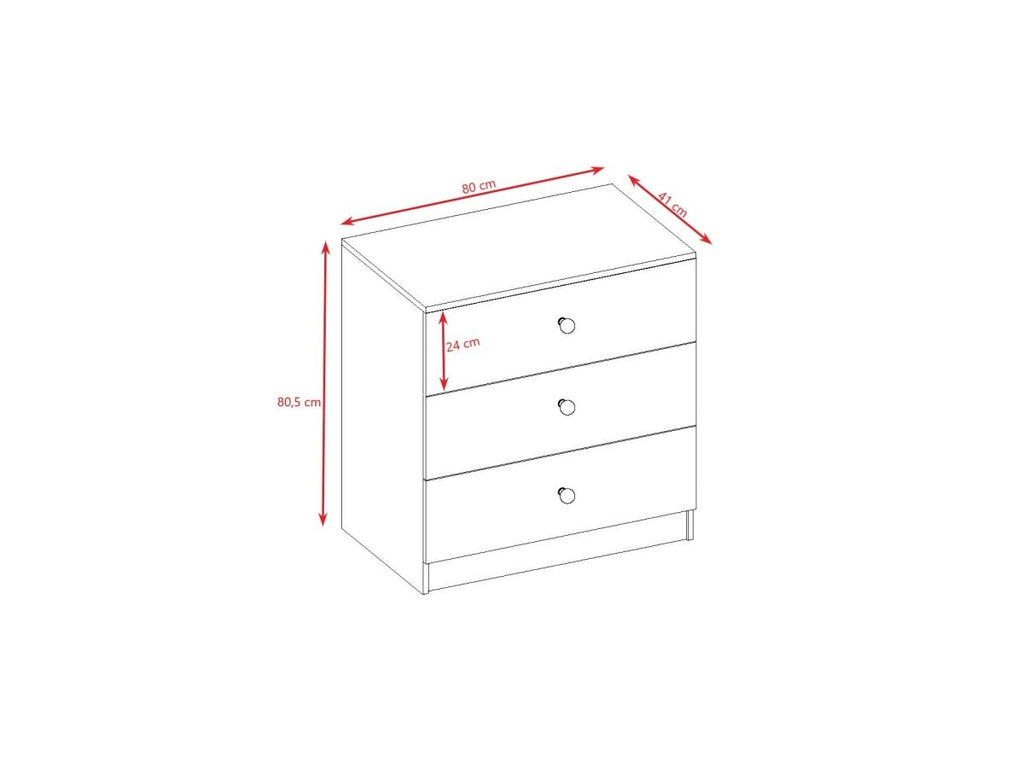 Babydreams Kids' Chest of Drawers - 3 Drawers, Rounded Edges - Tiny Tugz™