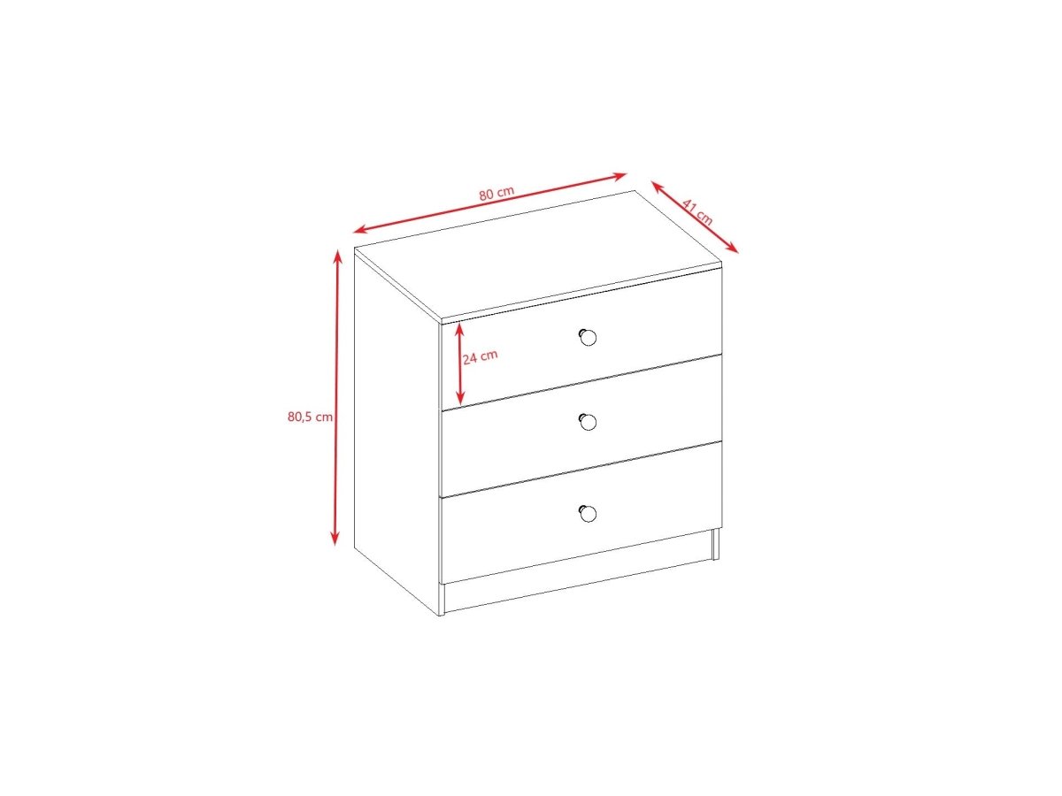Babydreams Kids' Chest of Drawers - 3 Drawers, Rounded Edges - Tiny Tugz™