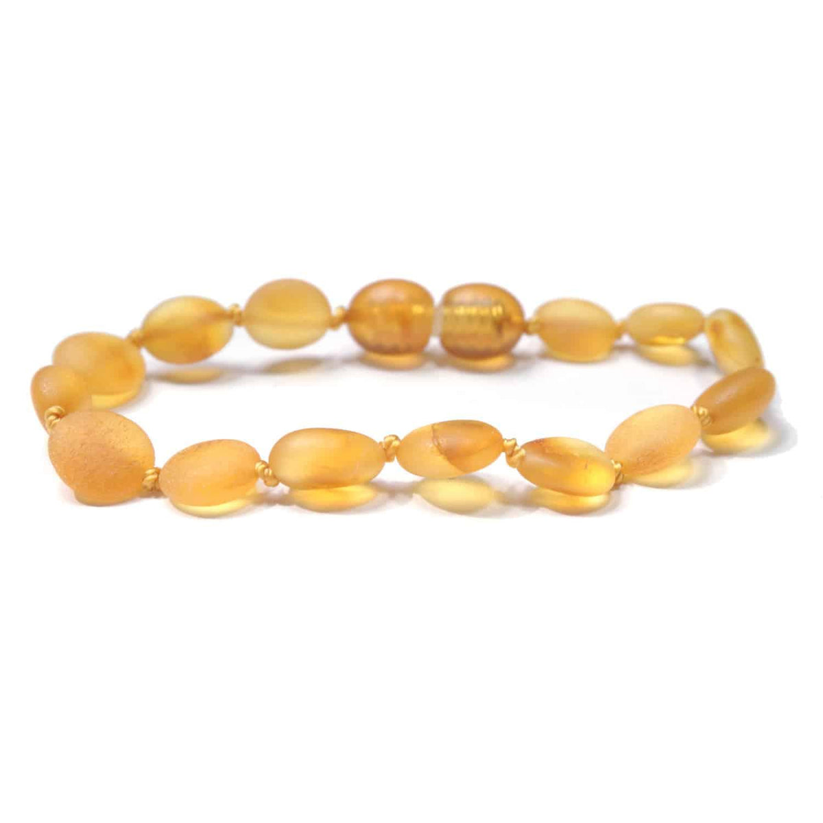 Baby/Child - Amber Bracelet - Oval Raw Beads - Honey - 14cm