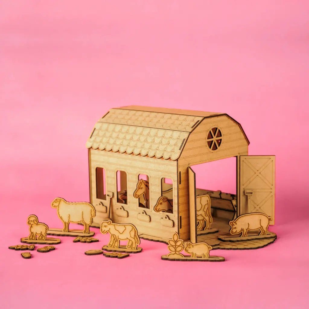 Barn Life - Colour-Your-Own Wooden Play Set - Tiny Tugz™