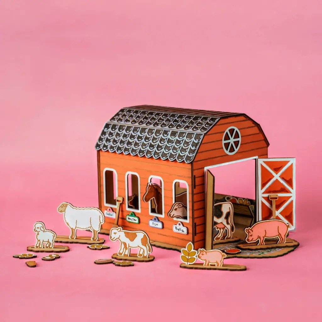 Barn Life - Colour-Your-Own Wooden Play Set - Tiny Tugz™