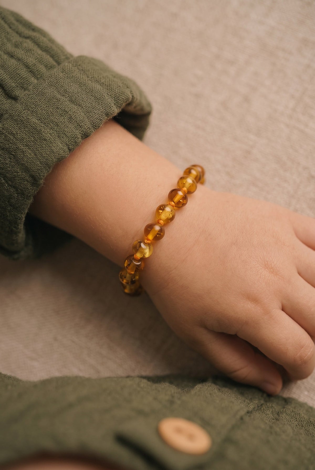 Baby/Child - Amber Bracelet - Round Beads - 14cm - Honey