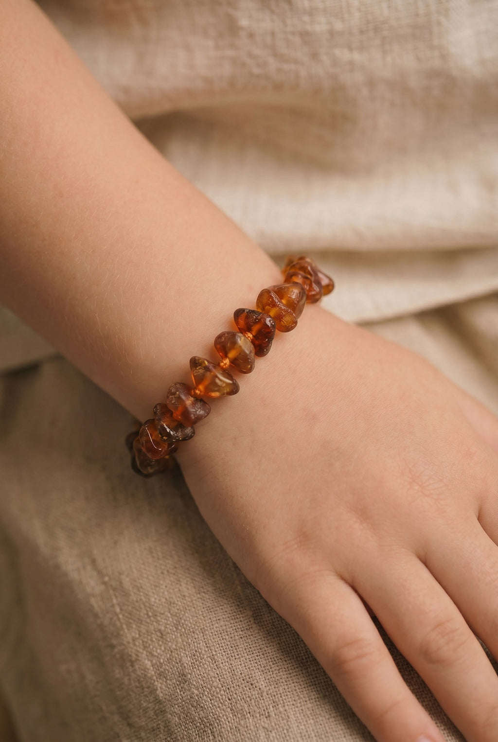 Baby/Child - Amber Bracelet - Cognac - Chips, Polished - 14cm