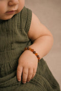 Baby/Child - Amber Bracelet - Round Beads - Polished/Raw - 14cm - Cognac