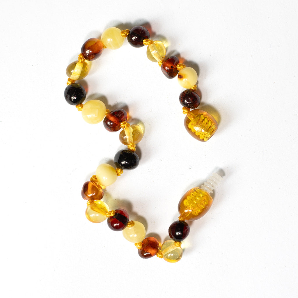 Baby/Child - Amber Bracelet - Round Beads - 14cm - Mixed Colors