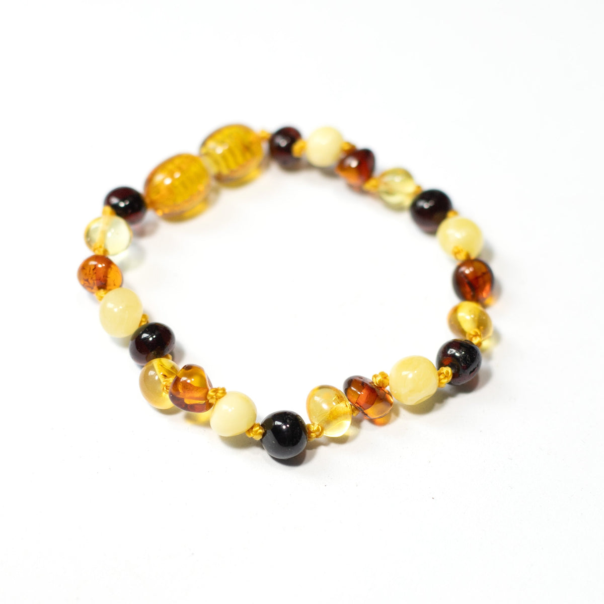 Baby/Child - Amber Bracelet - Round Beads - 14cm - Mixed Colors