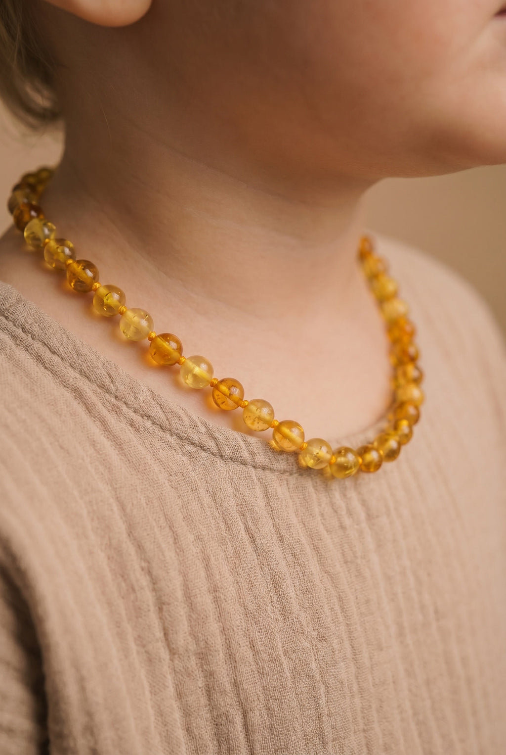 Baby/Child - Amber Necklace - Lemon Round Beads - 33cm