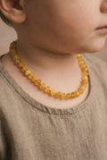 Baby/Child - Amber Necklace - Lemon - Semi-Round Raw Beads - 33cm