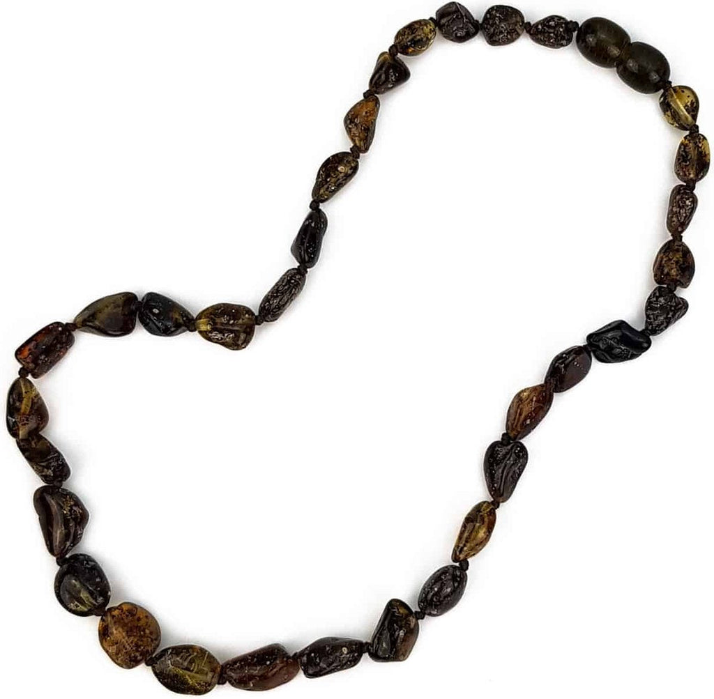 Baby/Child - Amber Necklace - Green Oval Beads - 33cm