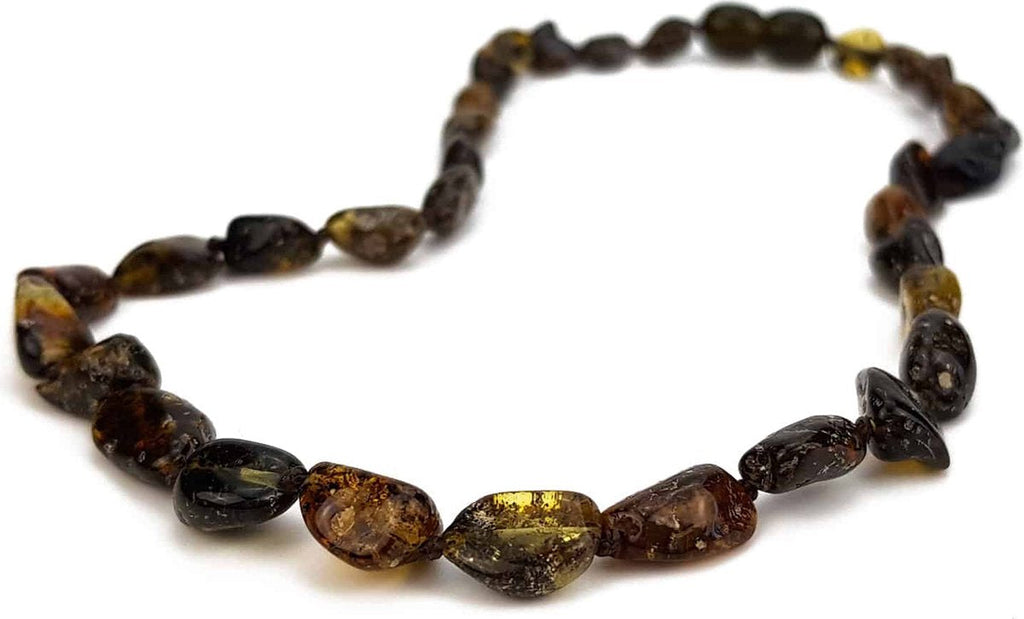 Baby/Child - Amber Necklace - Green Oval Beads - 33cm