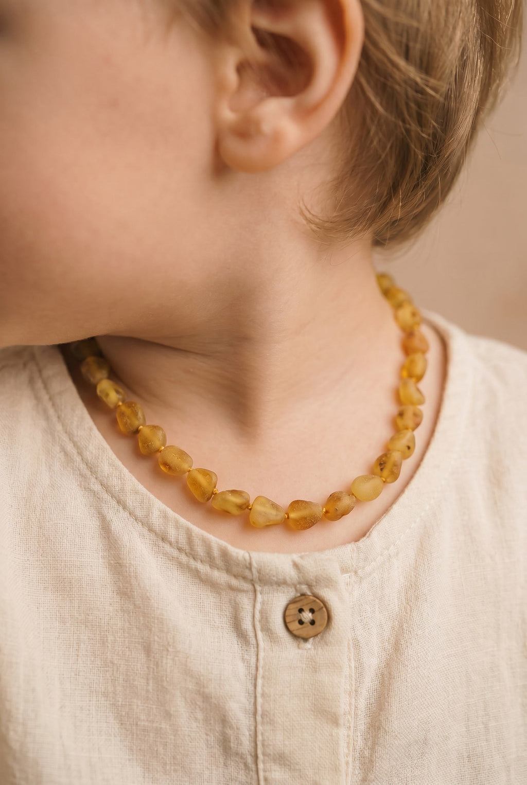 Baby/Child - Amber Necklace - Honey - Oval Raw Beads - 33cm
