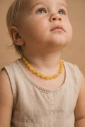 Baby/Child - Amber Necklace - Lemon - Oval Raw Beads - 33cm