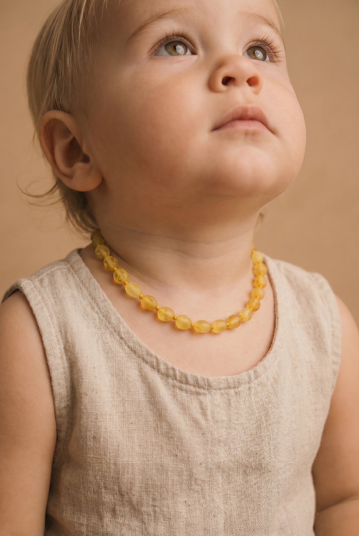 Baby/Child - Amber Necklace - Lemon - Oval Raw Beads - 33cm