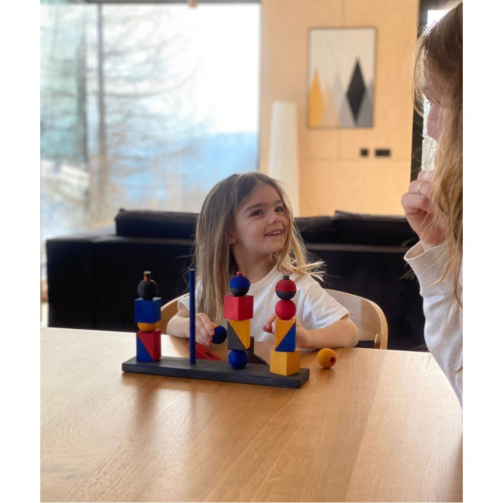 Bauhaus Wooden Stacking Set – Montessori Building Toy for Kids (X) - Tiny Tugz™