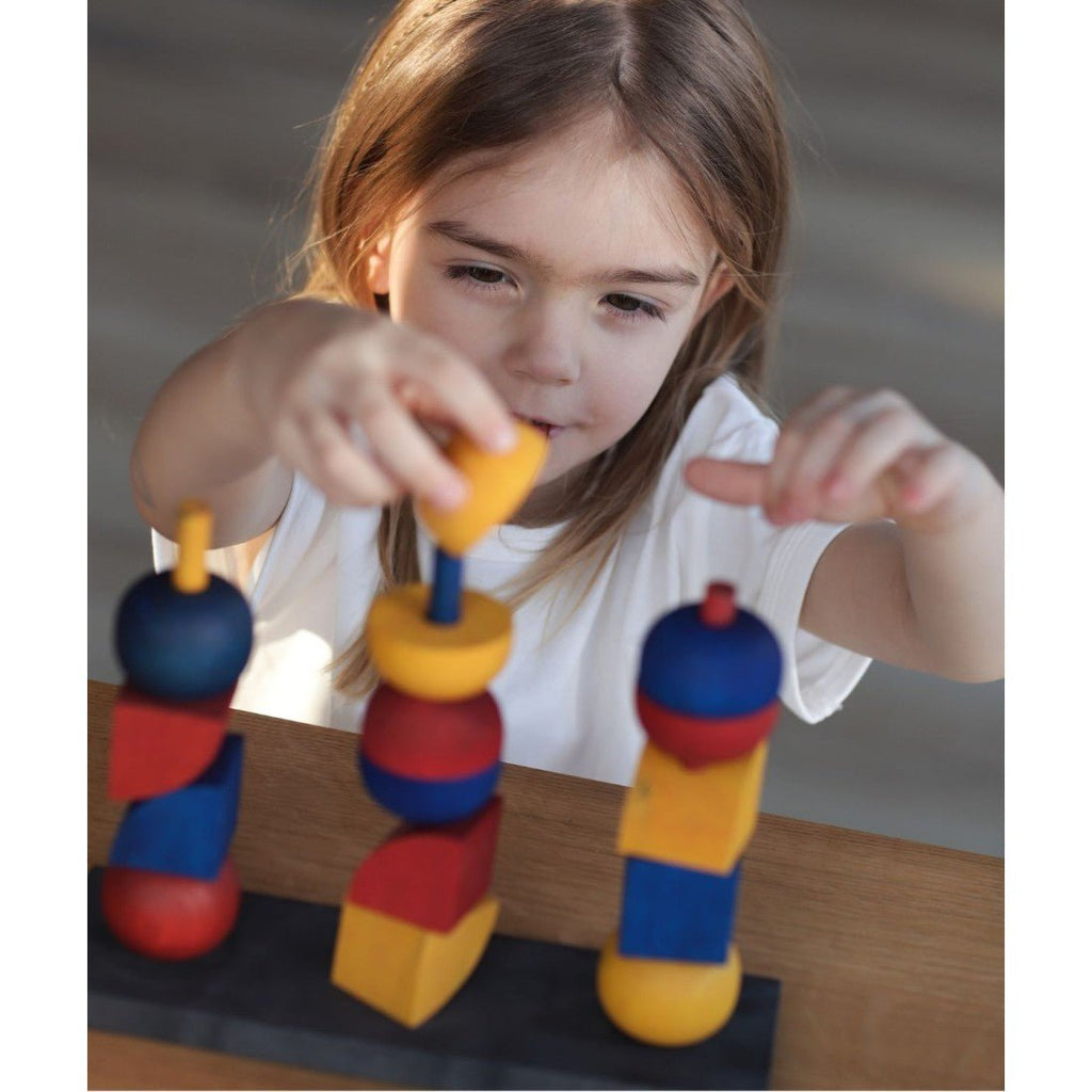 Bauhaus Wooden Stacking Set – Montessori Building Toy for Kids (Y) - Tiny Tugz™