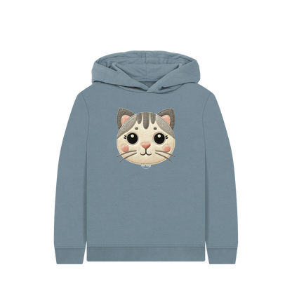 Stone Blue Printed Kids Hoodie
