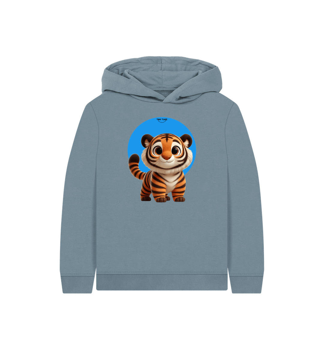 Stone Blue Printed Kids Hoodie