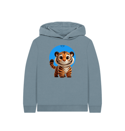 Stone Blue Printed Kids Hoodie