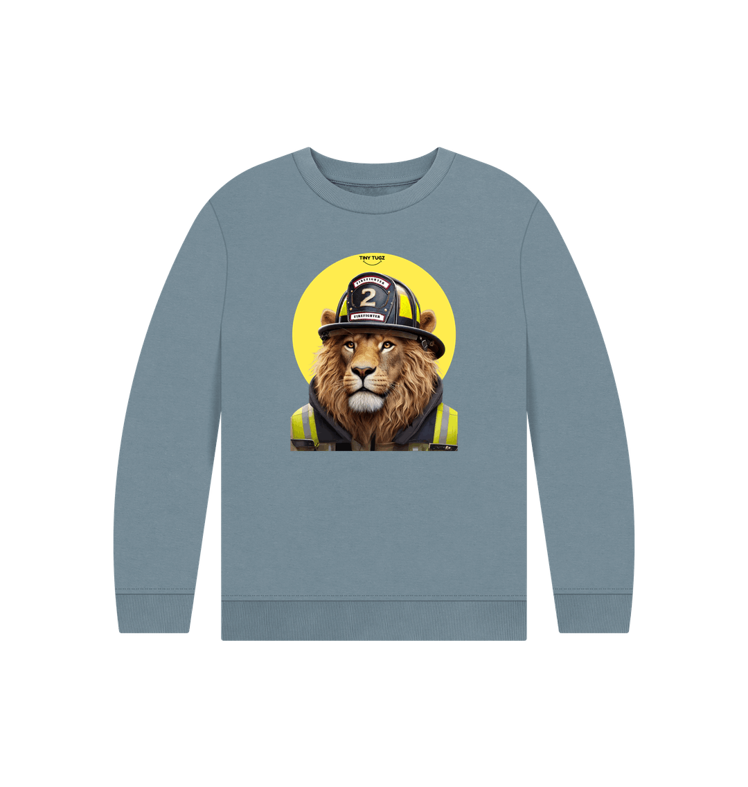 Stone Blue Printed Kids Jumper