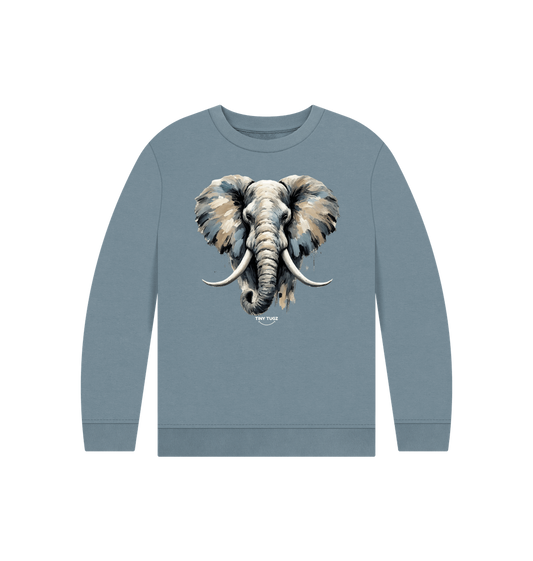 Stone Blue Printed Kids Jumper