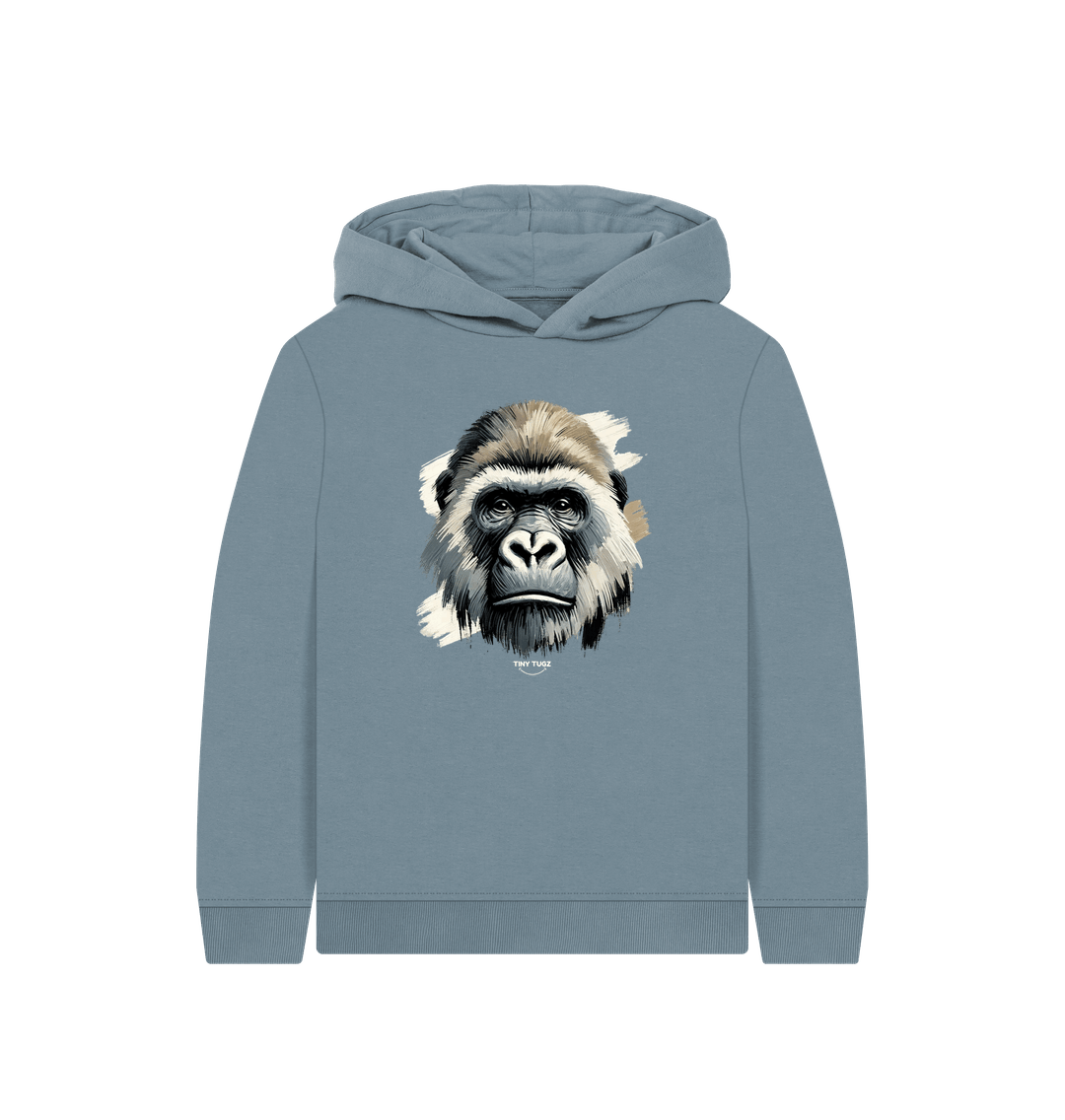 Stone Blue Printed Kids Hoodie
