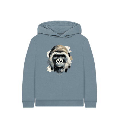 Stone Blue Printed Kids Hoodie