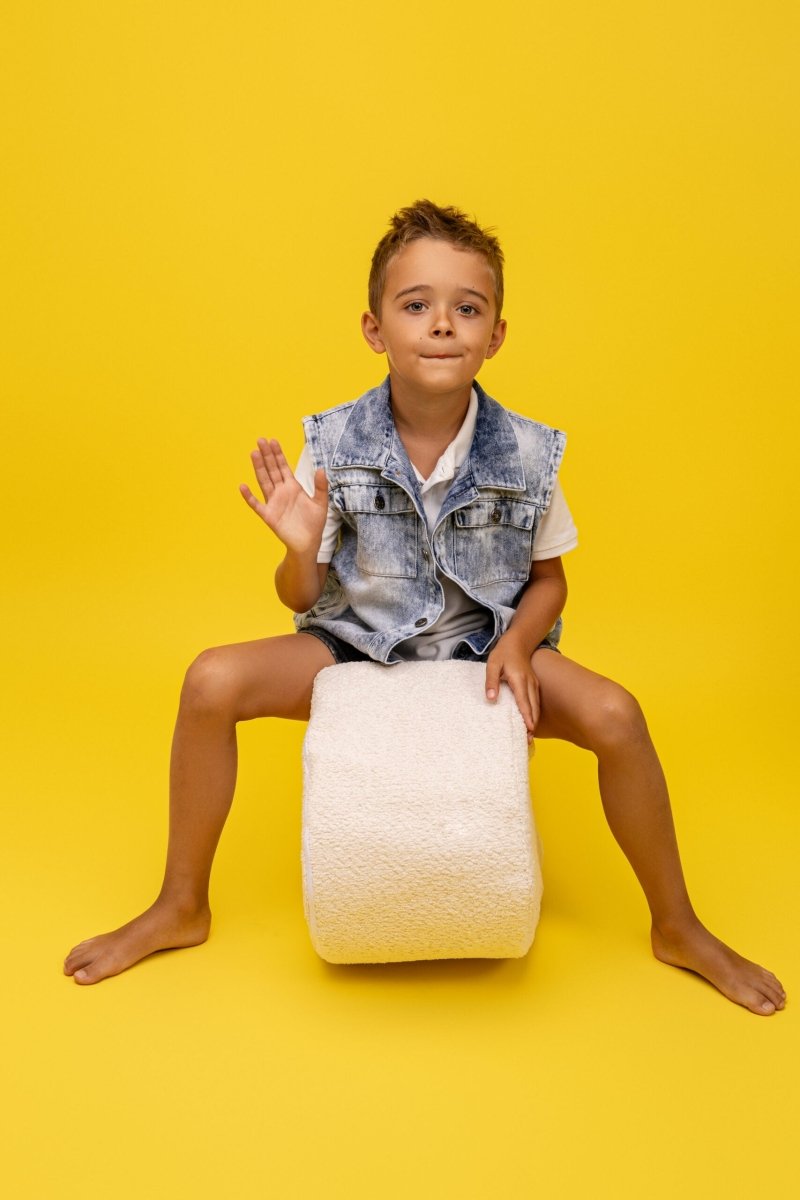 Bean-Shaped Foam Play Module - Bouclé, 80 x 35 cm (White) - Tiny Tugz™