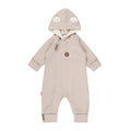Bear-Ear Cotton-Lined Merino Wool Baby Overall – Beige