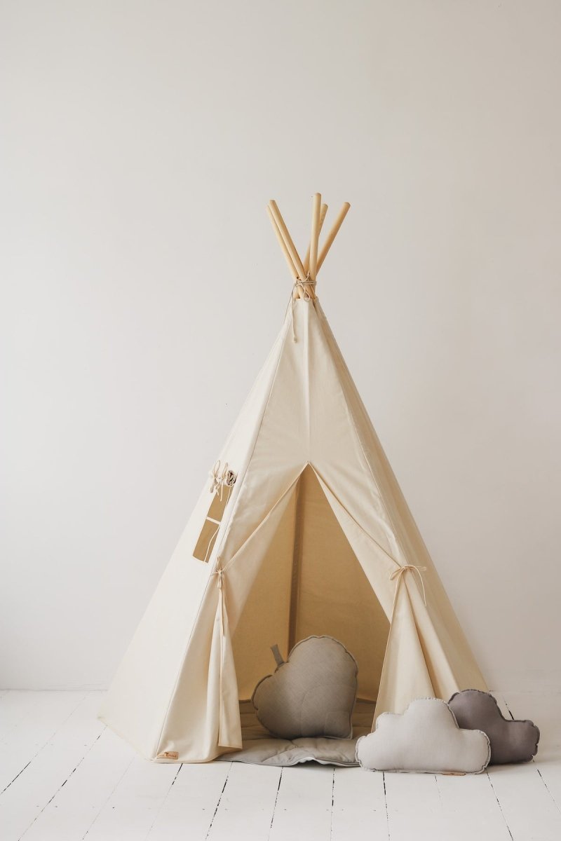 Beige Cotton Teepee Tent for Kids & Toddlers (3y+) - Tiny Tugz™