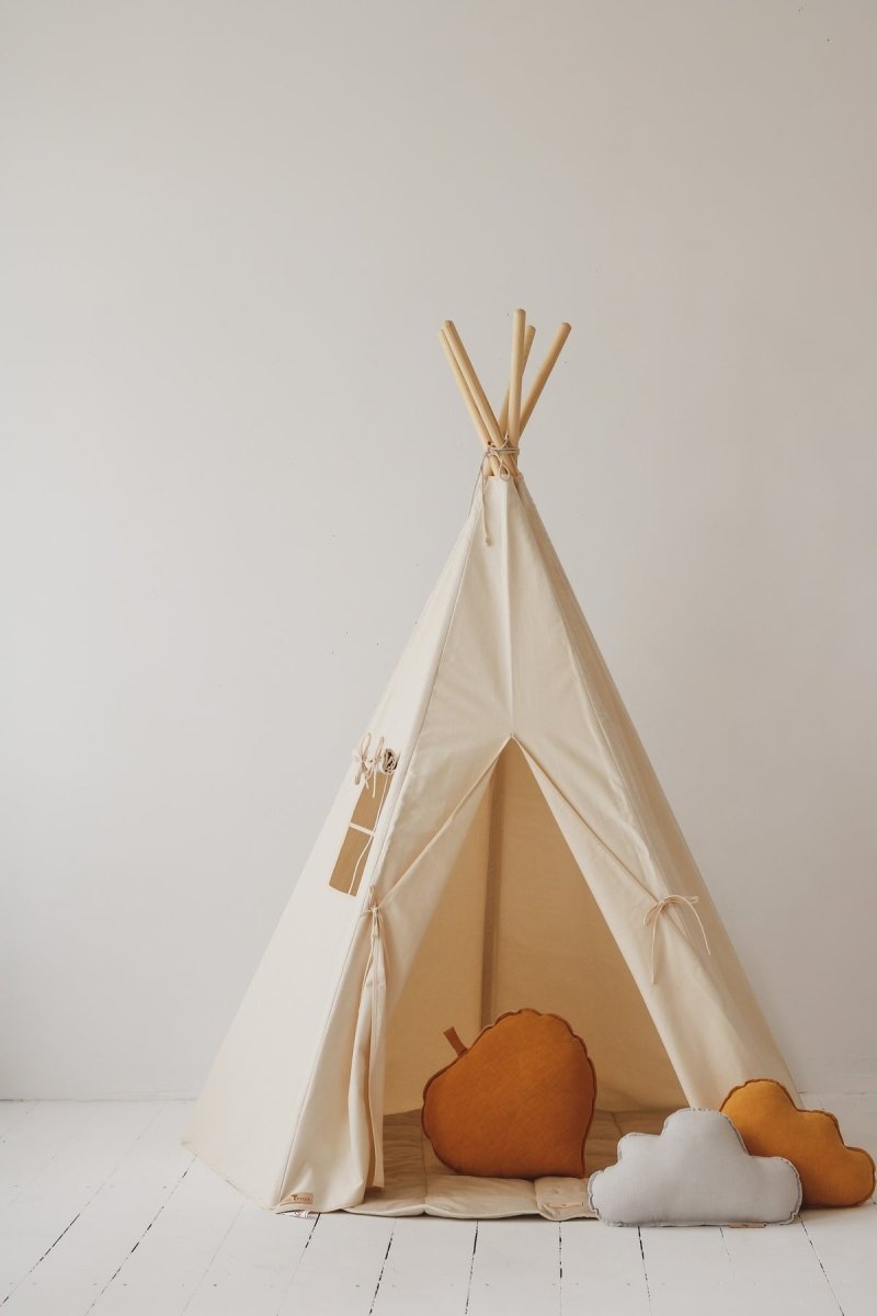 Beige Cotton Teepee Tent for Kids & Toddlers (3y+) - Tiny Tugz™
