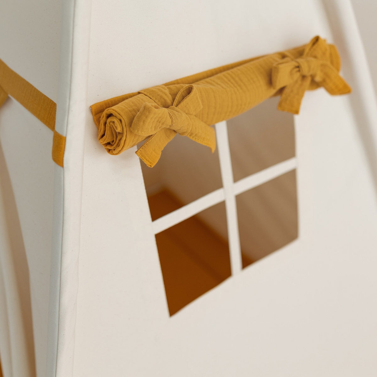 Beige-Mustard Teepee Tent – OEKO-TEX® certified cotton teepee tent, handmade in Poland