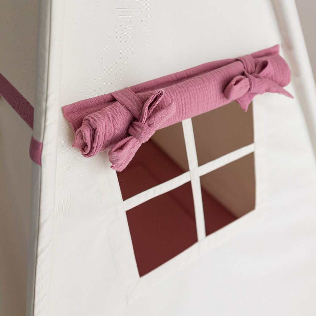 Beige-Pink Teepee Tent – OEKO-TEX® certified cotton teepee tent, handmade in Poland