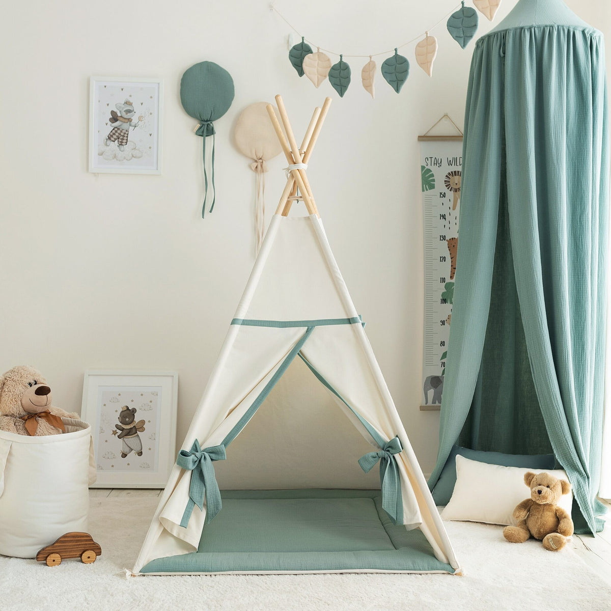 Beige-Sage Teepee Tent – OEKO-TEX® certified cotton teepee tent, handmade in Poland