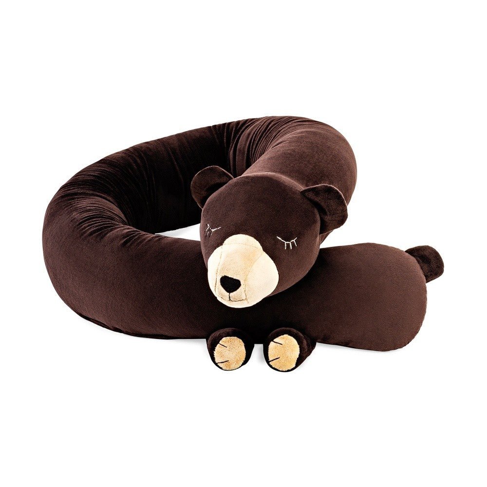 Bjorn Grizzly Bear Cuddle Pillow & Bed Wall Bumper - Minky, 220 cm (Chestnut Brown) - Tiny Tugz™