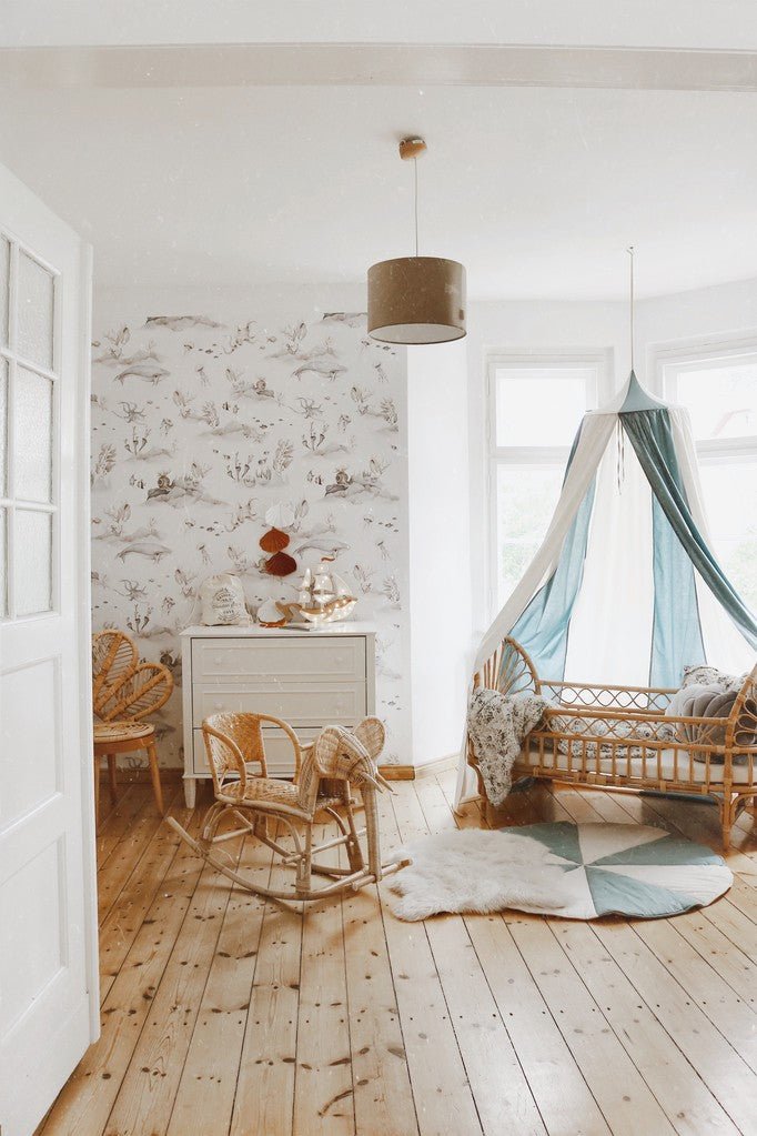 Blue Circus Cotton & Linen Bed Canopy for Babies & Kids (0–6y) - Tiny Tugz™